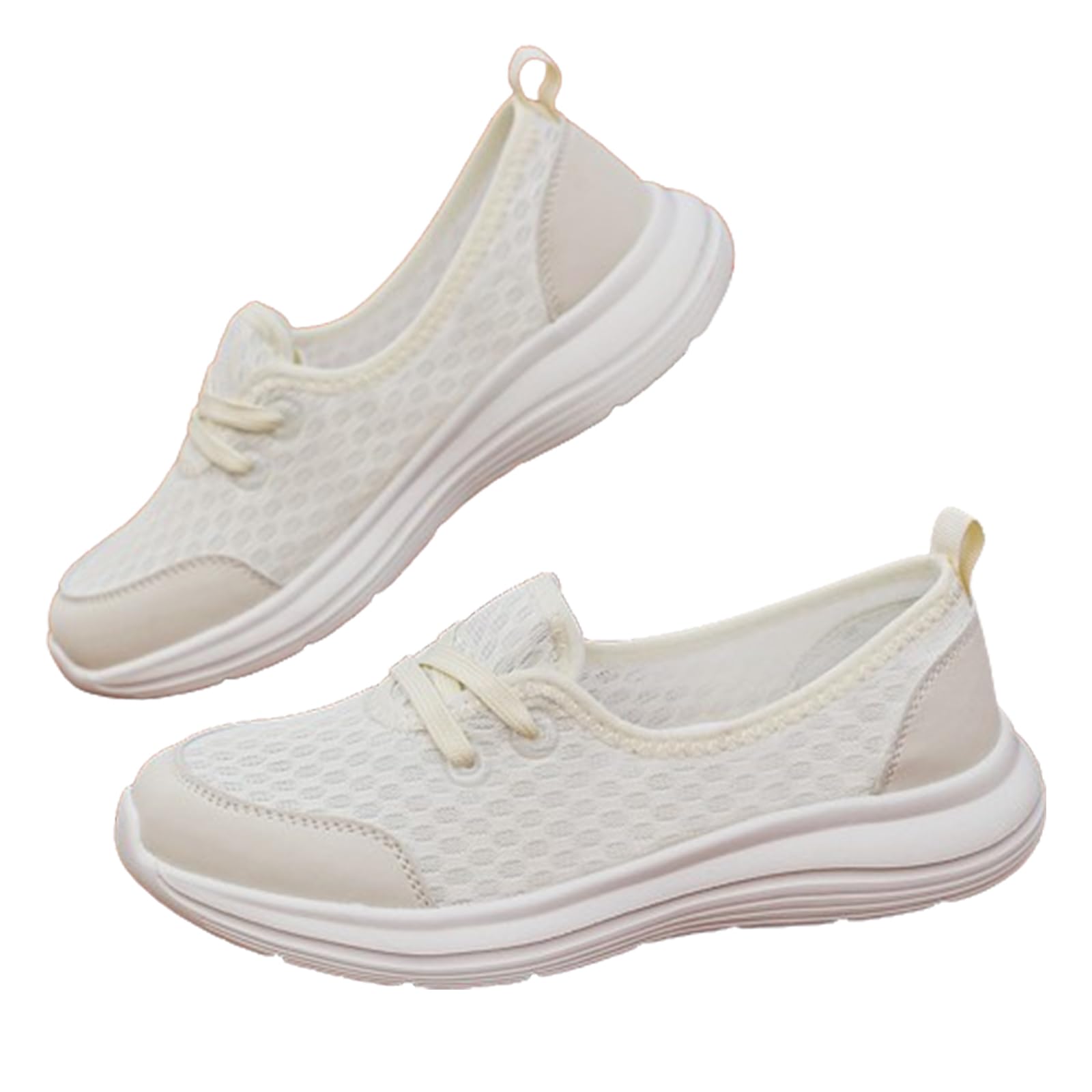 Women's Casual Lightweight Soft Sole Mesh Comfort Orthopedic Shoes, 2024 New Walking Slip On Flats with Arch Support (Beige, Adult, Women, 6, Numeric Range, US Footwear Size System, 6.5, Medium)