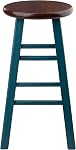 Winsome Wood Ivy 24" Counter Stool Rustic Teal w/Walnut Seat
