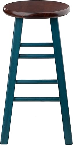 Vista 4 de Winsome Wood Ivy model name Stool Rustic Teal/Walnut 13.4x13.4x24.2 Verde azulado rústico/nogal