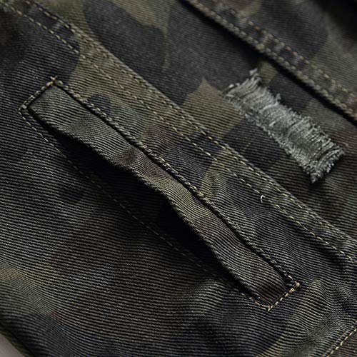 Chunyemen Mens Ripped Jeans Jacket Fashion Slim Denim Jacket For Men (Camouflage1805, S) #TOP5