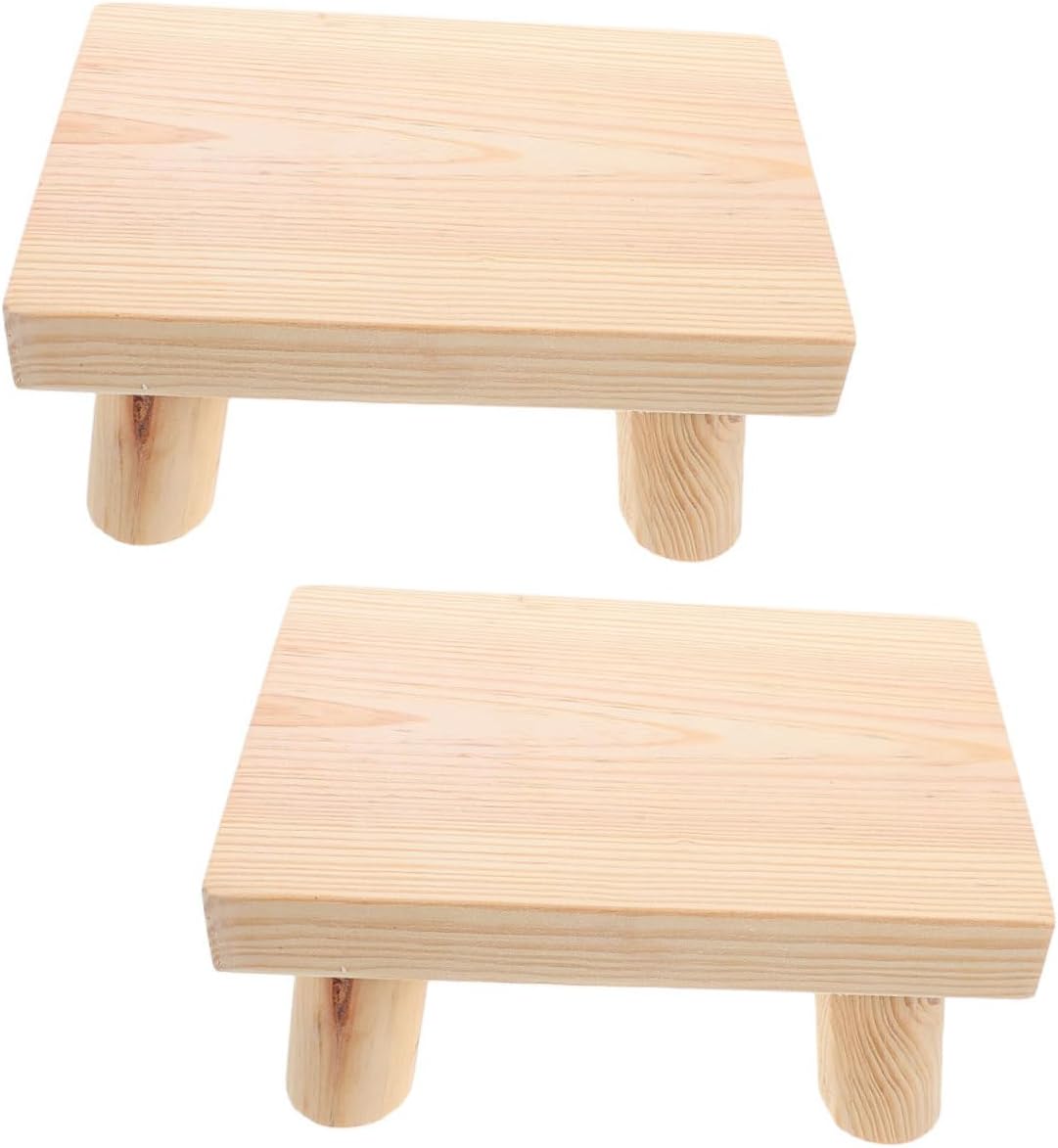 Alipis 2pcs Wooden Step Stool for Footstool Lightweight and Portable Design for Kitchen Dining Table Study Desk Safe and Easy to Clean