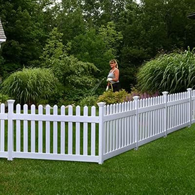 3ft H x 6ft W (1 Panel + 1 Post) No Dig Zippity Newport Fence Kit, White Vinyl Picket Fence, Easy Install Outdoor Fence for Backyard or Patio, DIY Decorative Fencing, ZP19002