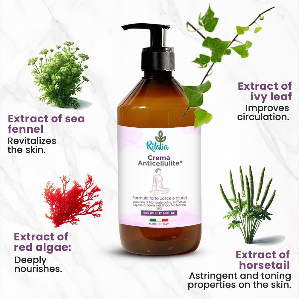 Ritalia Creme anticellulite MARINE COMPLEX ANTI-CELLULITE CREAM 500ml Red Algae, Sea Fennel, Ivy, Shea Butter & Horsetail - Image 4