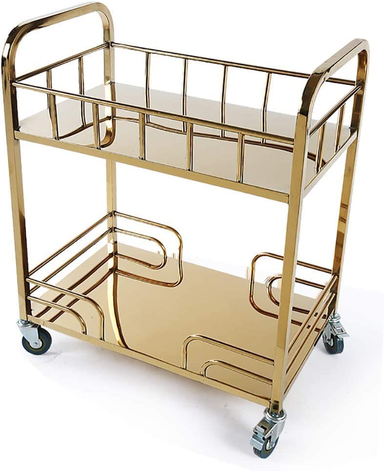 HUIBBGO Carrito de Servicio para Bares, hoteles y restaurantes creativos, Carrito de Servicio para Bares de té, estantes Modernos de Acero Inoxidable para Bebidas, licores y Vino.