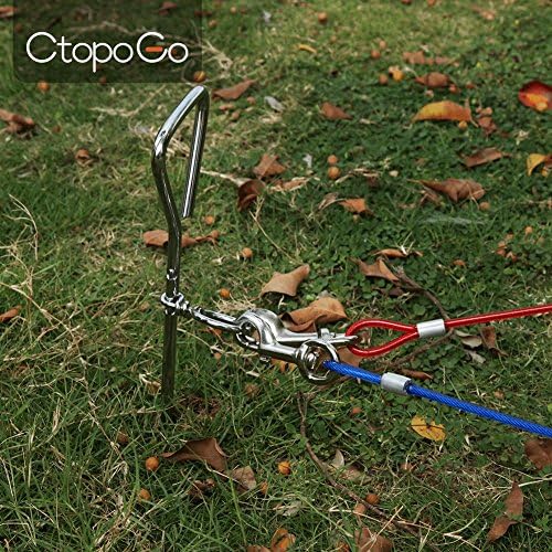 CtopoGo 10ft (3m) Dog Tie Out Cable,Pet Tie Out Cable,Tie-Out Cable for Dogs up to 125 lbs, Suitable for all breeds (3m, Blue)