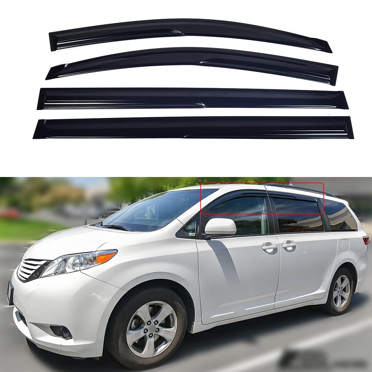 window visors compatible with 2011 2012 2013 2014 2015 2016 2017 2018 2019 2020 toyota sienna?rain guards sun shields window deflector?tape-on mugen style?4pcs