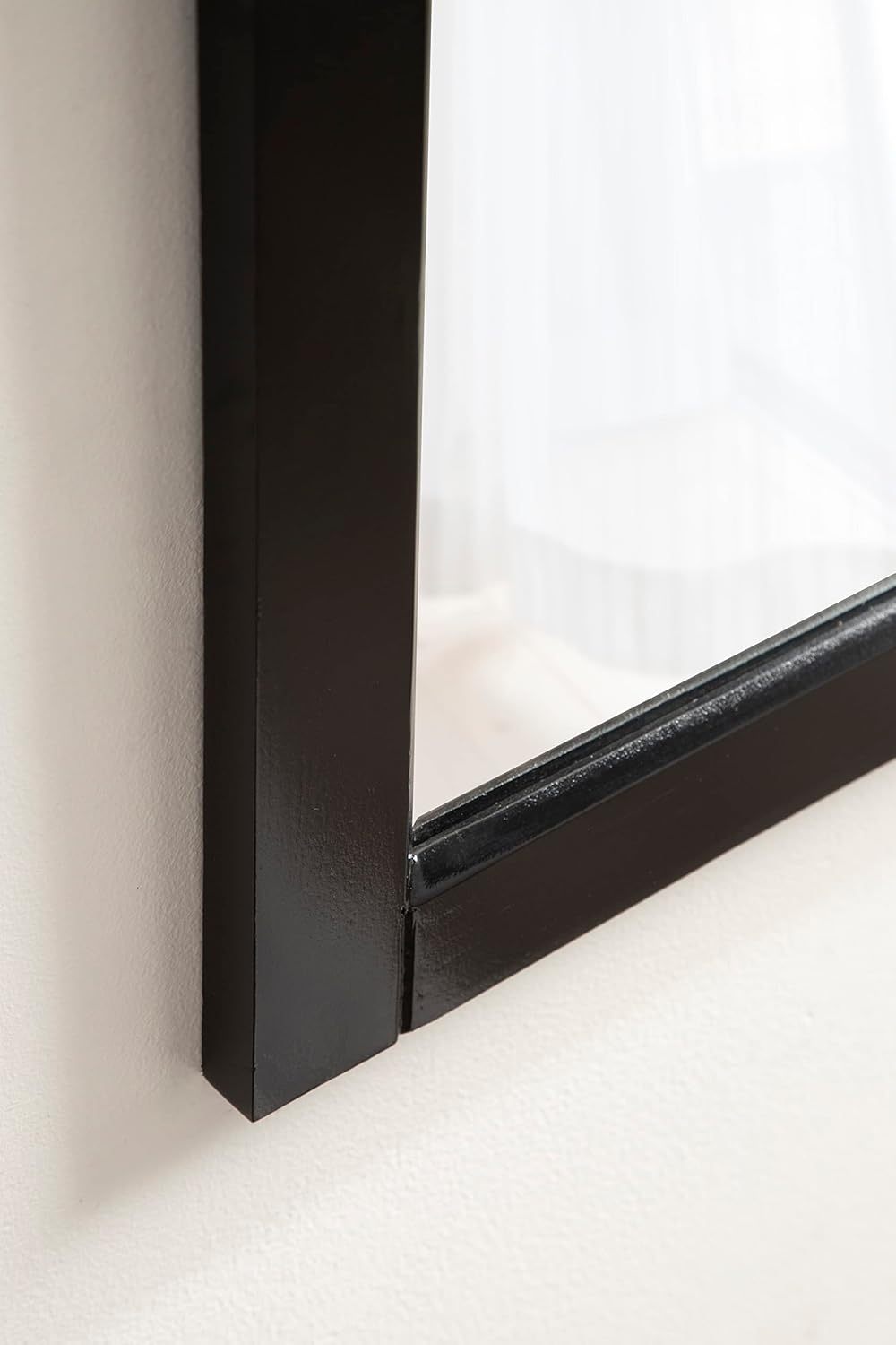 Kate and Laurel Skylan Modern Decorative Wood Framed Wall Mirror; 24 x 31; Black and Gold; Barn Door Hanging Mirror for Bathroom or Living Room