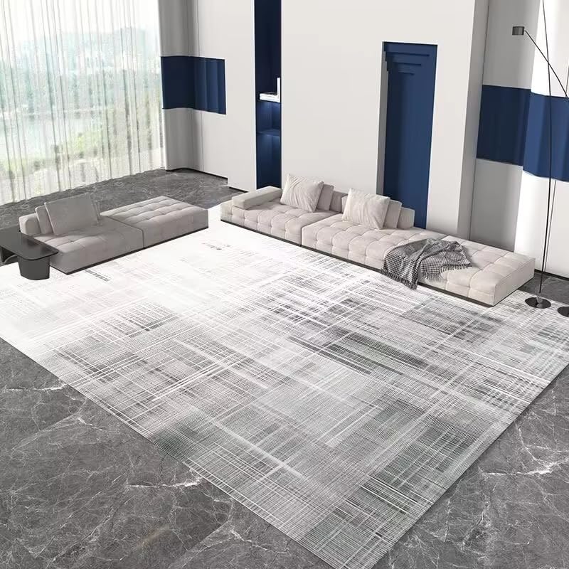 Grand tapis de salon gris minimaliste 60x120 cm avec revers antidérapant pour table basse