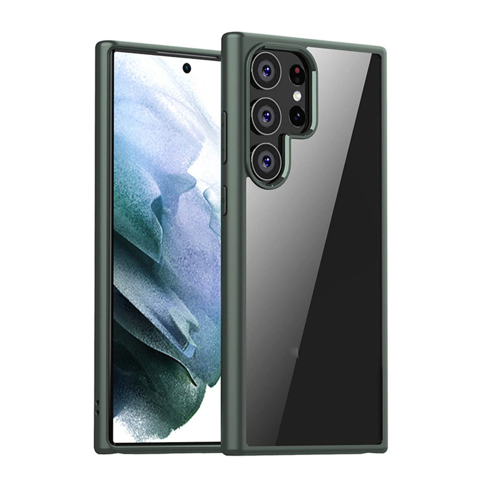 Handyhülle Für Samsung Galaxy S23/S23 Plus/S23 Ultra, Transparent Schutzhülle, Harte PC Rückseite Und Weicher TPU Rand Anti-Fingerabdruck Schutzhüll,Grün,S23 Ultra