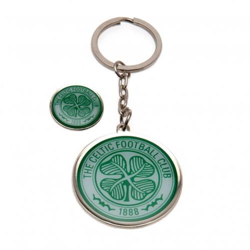 Football Gifts - Celtic Fc Men's Celtic Keyring and Badge Set