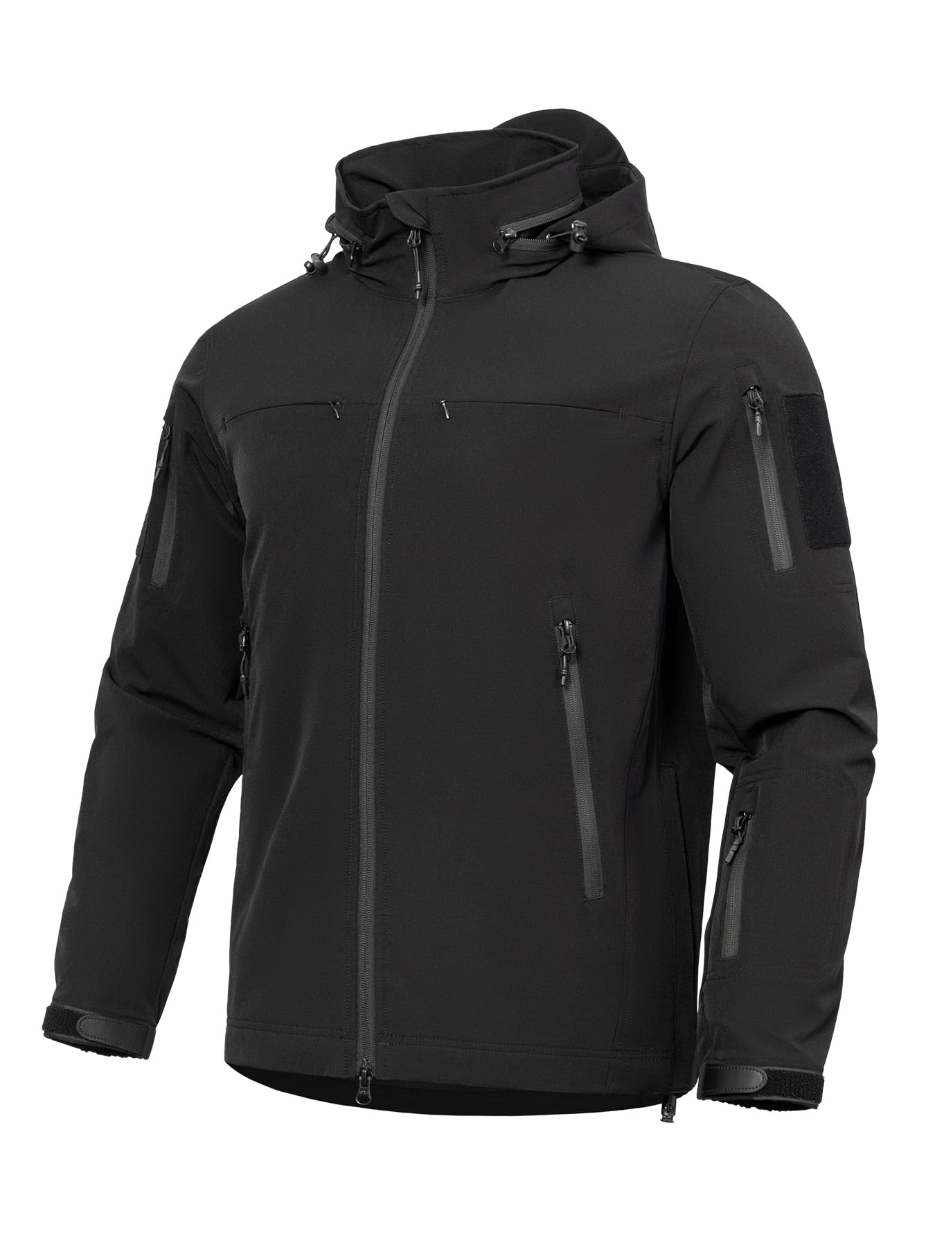 Jacke Herren Leichte Taktikjacke mit Kapuze Softshelljacke 9 Taschen Wasserabweisend Atmungsaktiv Winddichte Wandern Camping Laufen