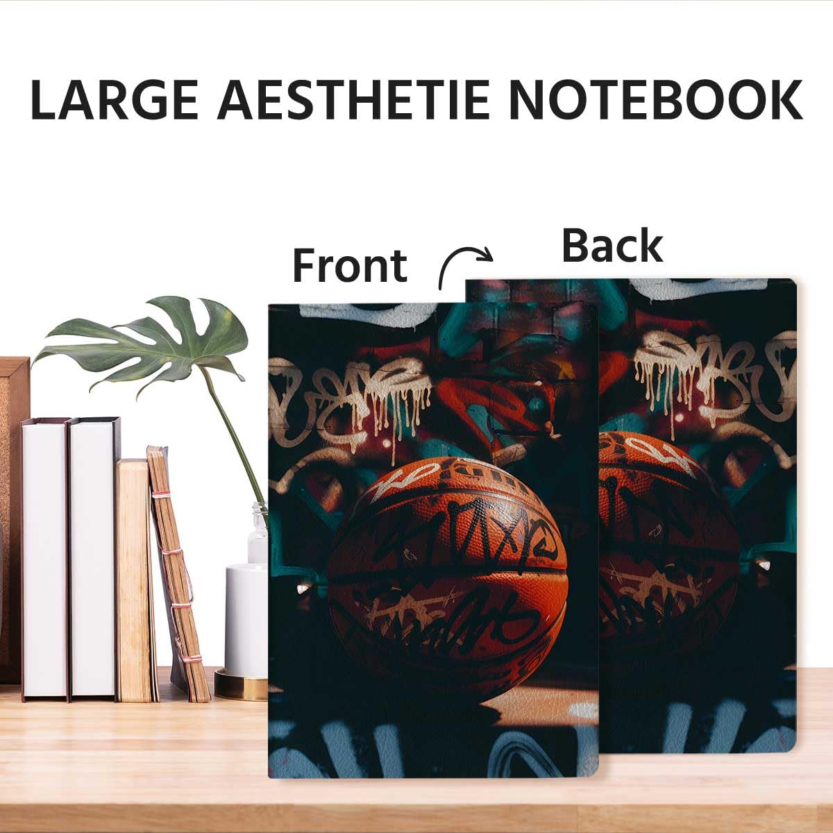 Basketball Game Leather Notebook for Work Travel, Sport Fan Leather Writing Journal, A5 80 Pages Hardcover Notepad Diary for Writing Note Taking, Birthday Gifts for Basketball Lover