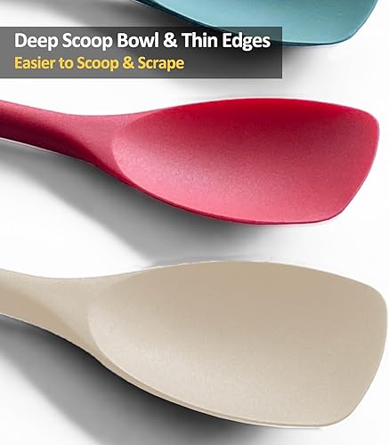 Miniatura 3 de VOVOLY - Juego de cucharas de silicona mejoradas, cucharas de goma resistentes al calor, raspadores flexibles antiadherentes sin costuras para