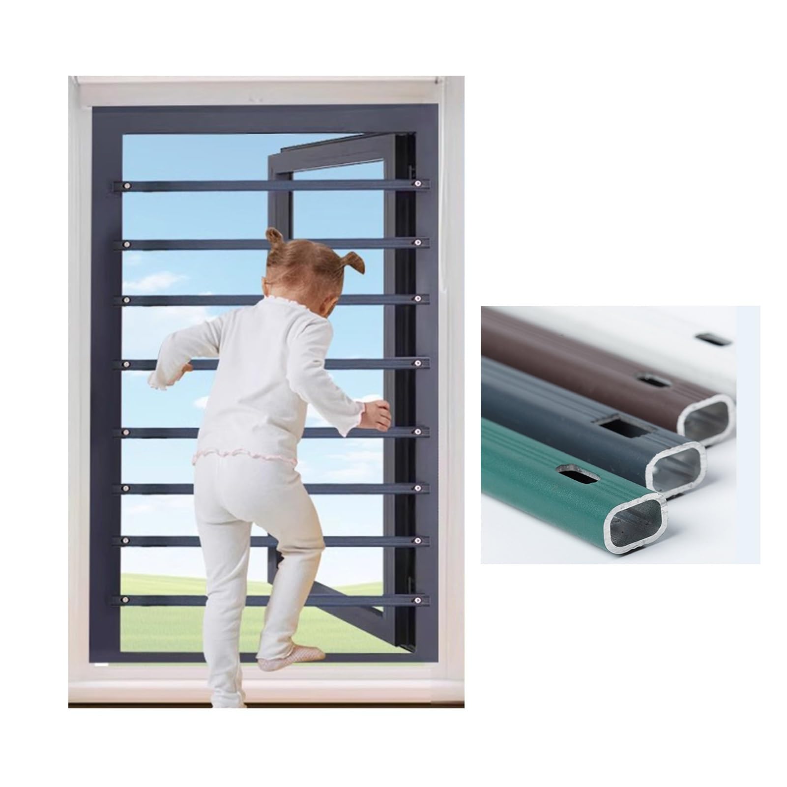 Barras de seguridad de aluminio para ventanas anticaídas para dormitorios y salas de estar, bloqueadores temporales de ventanas para seguridad infantil, ajustables, 120 cm de longitud