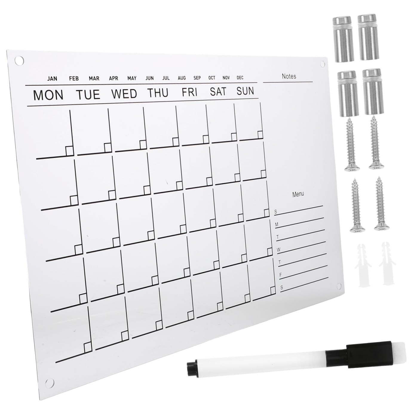 VILLCASE Tableau Blanc Léger et Chic Effaçable à Sec en Acrylique Transparent Calendrier Mural Couleur Aléatoire pour Planifier Maison Bureau