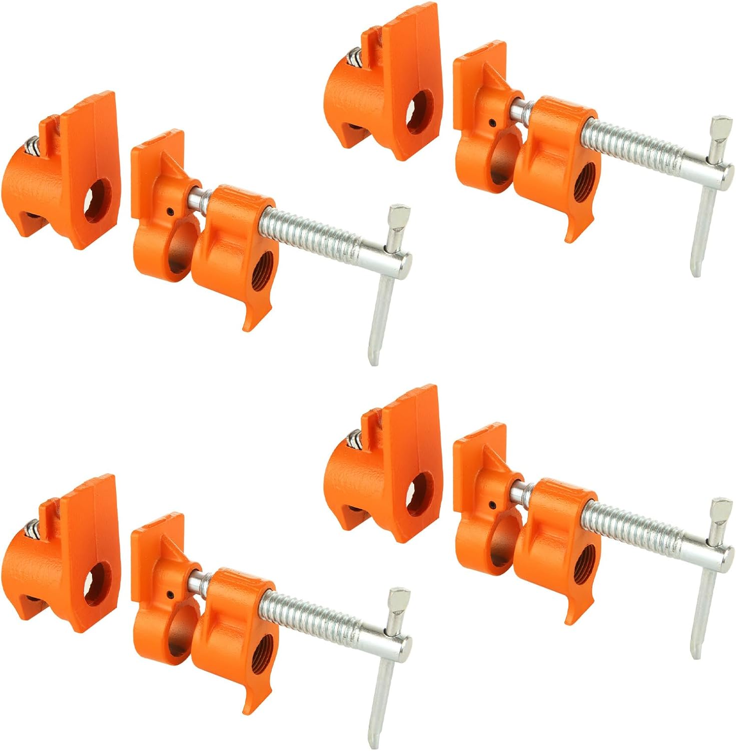 4 Pack Pipe Clamps for Woodworking - Heavy Duty Wood Gluing Pipe Clamp Set - Woodworking Cast Iron for Assembly or Cuttings, Fixture for 1/2 Inch Pipe