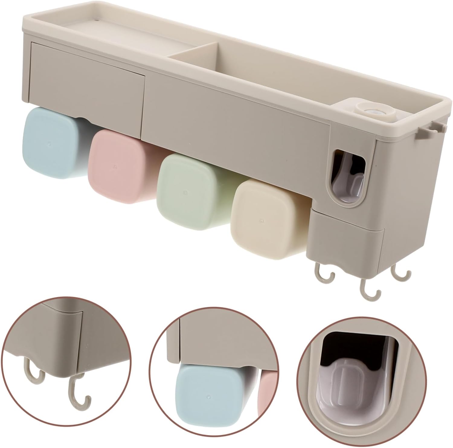 Cabilock Automatic Toothpaste Squeezer with Wall-Mounted Toothbrush Holder for Bathroom Storage Rack Multifunctional Organizer for Toothbrushes Cosmetics and Shavers and Practical Design