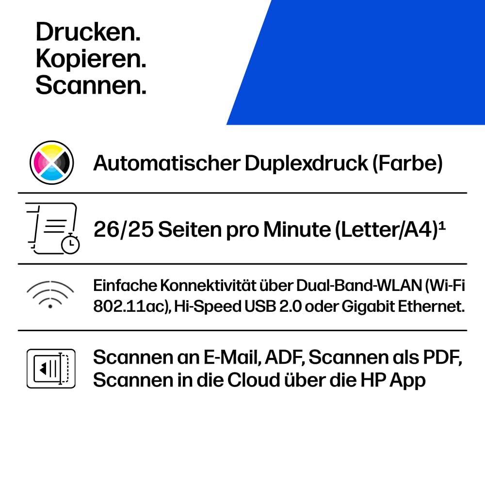 HP Color LaserJet Pro MFP 3302sdwg Multifunktions-Farblaserdrucker, Automatischer beidseitiger Druck, Hohe Druckgeschwindigkeit, Touchscreen, Wi-Fi, Ethernet, USB, Wolf Pro Security