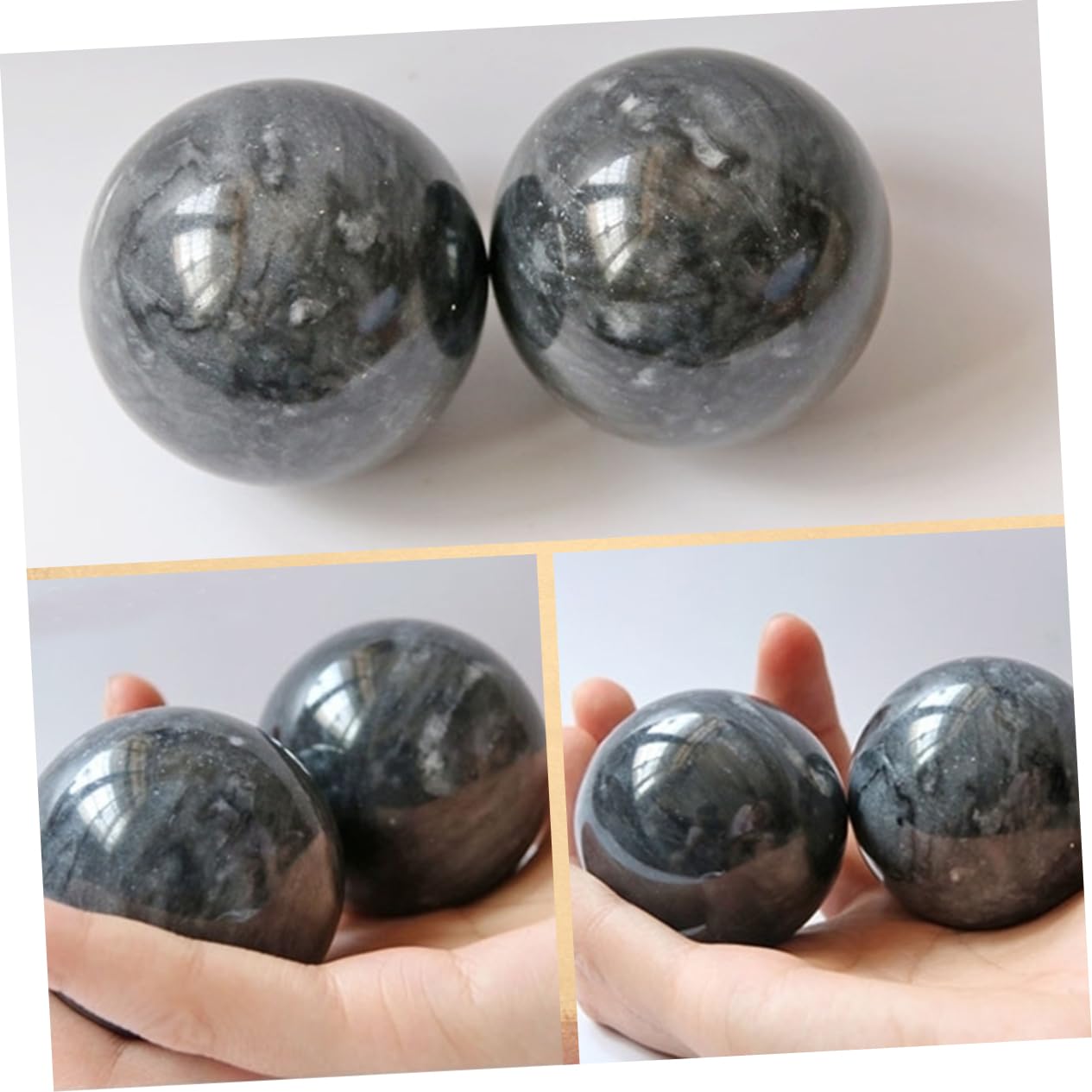 minkissy Pelota de rehabilitación de fitness para ancianos, bola de jade natural, bola sólida de sostenimiento, bolas de masaje para ejercicios de mano, bolas de masaje para ejercicios de balonmano,