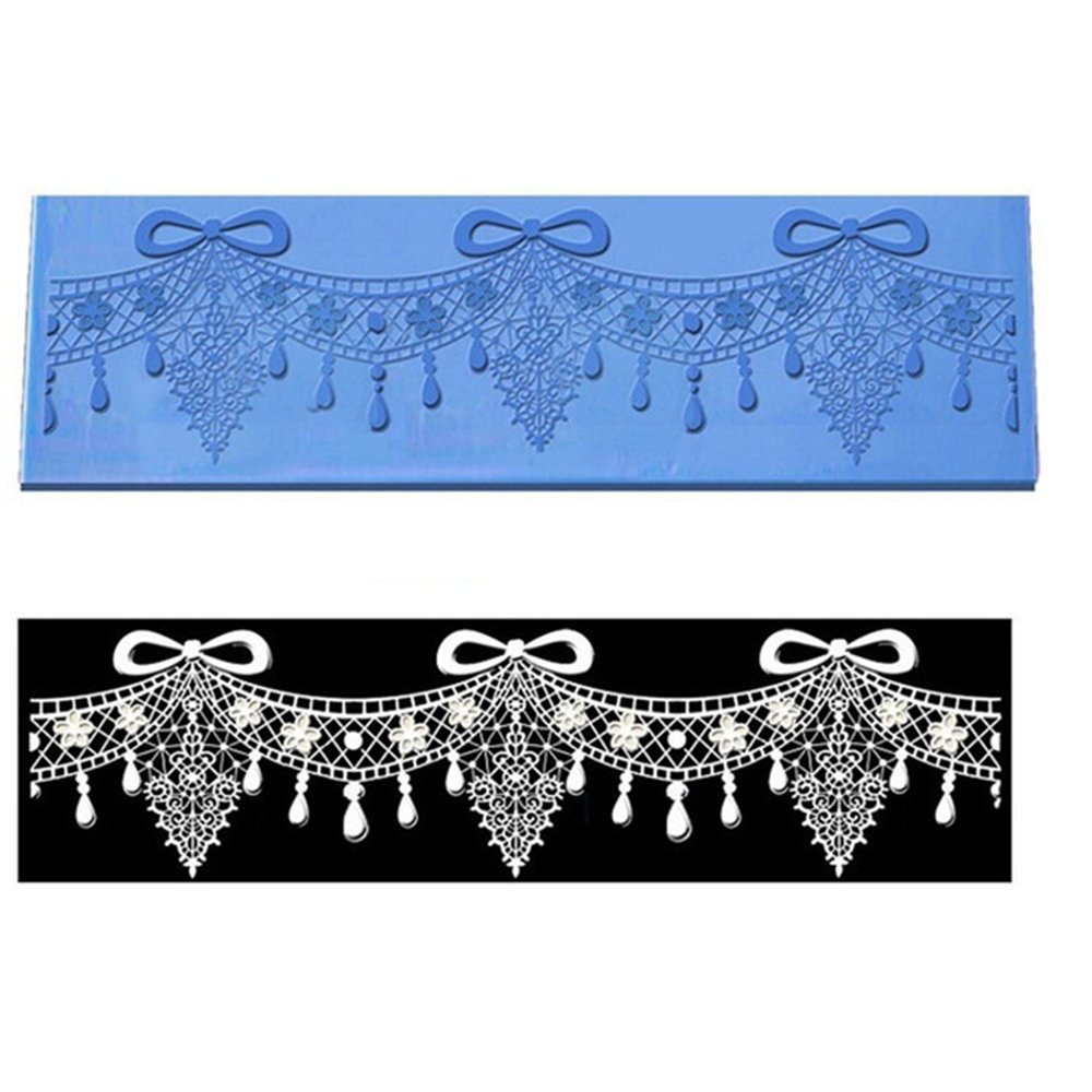 Ecosway Pendant Lace Pattern Lace Mold Silicone Sugar Lace Pad Fondant Cake Decoration Tool Cake Embossed Decorating Mold Sugarcraft Soap Lace Mat Wedding Cake Brim Kitchenware Diy Baking Tool Random