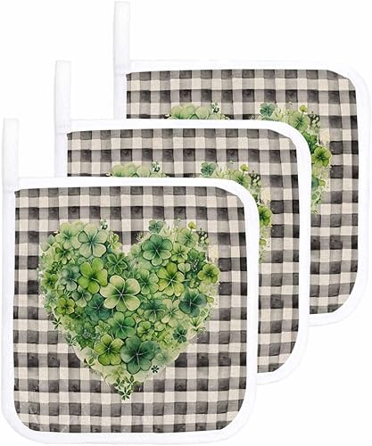 Miniatura 9 de 2 Packs St. Patrick's Day Pot Holders Sets for Kitchen,Oven Pan Plate Bowl Pads Heat Proof Mat with Hanging Loop,Terry Cloth Potholders Soft Grip