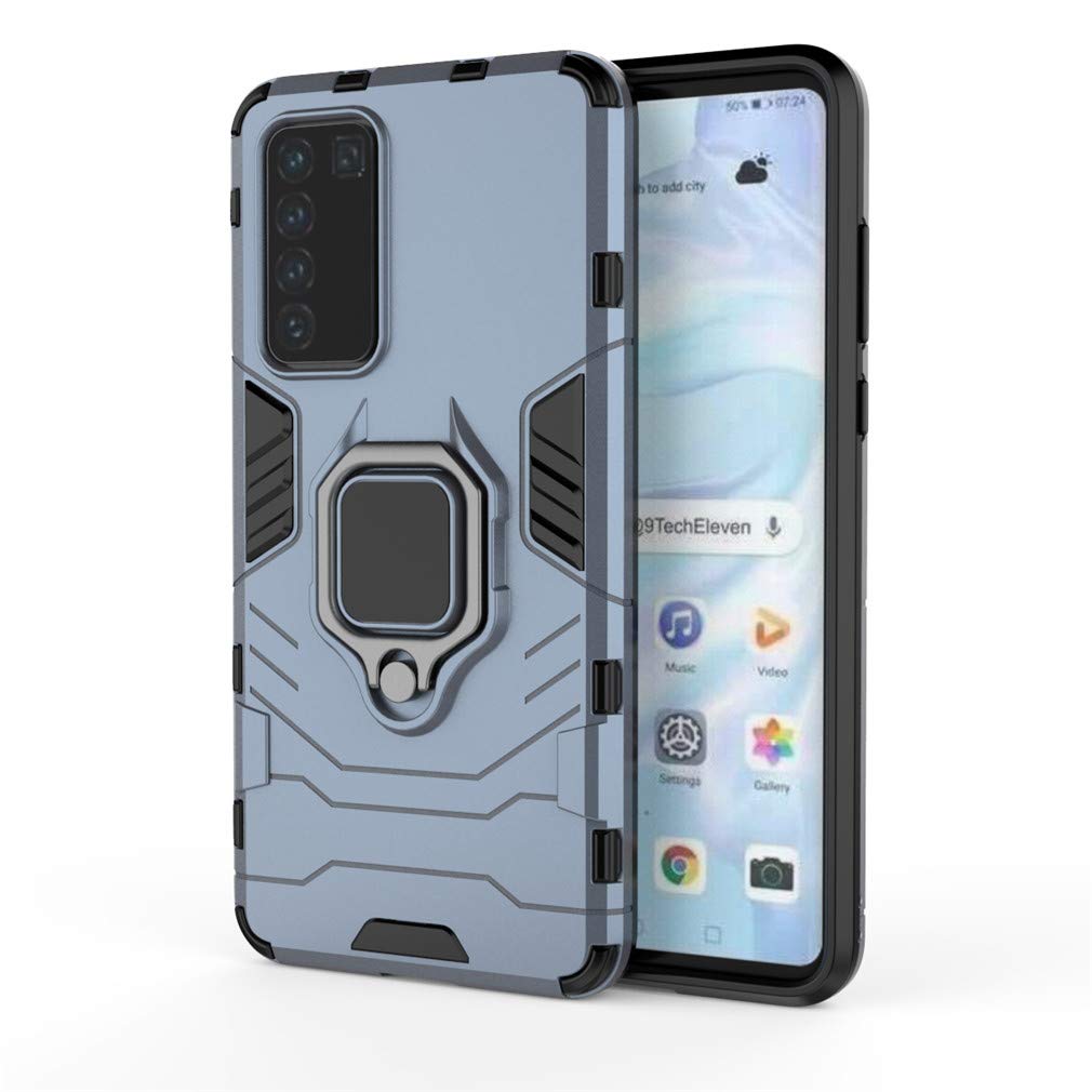 CHcase Huawei P40 Pro Funda, Anillo Metálico Sujeción Soporte Antichoque Rígido Caja (Funciona con el Montaje de Coche Magnético) Doble Capa Sólido Case Carcasa para Huawei P40 Pro -Black Plus Gray — view 42