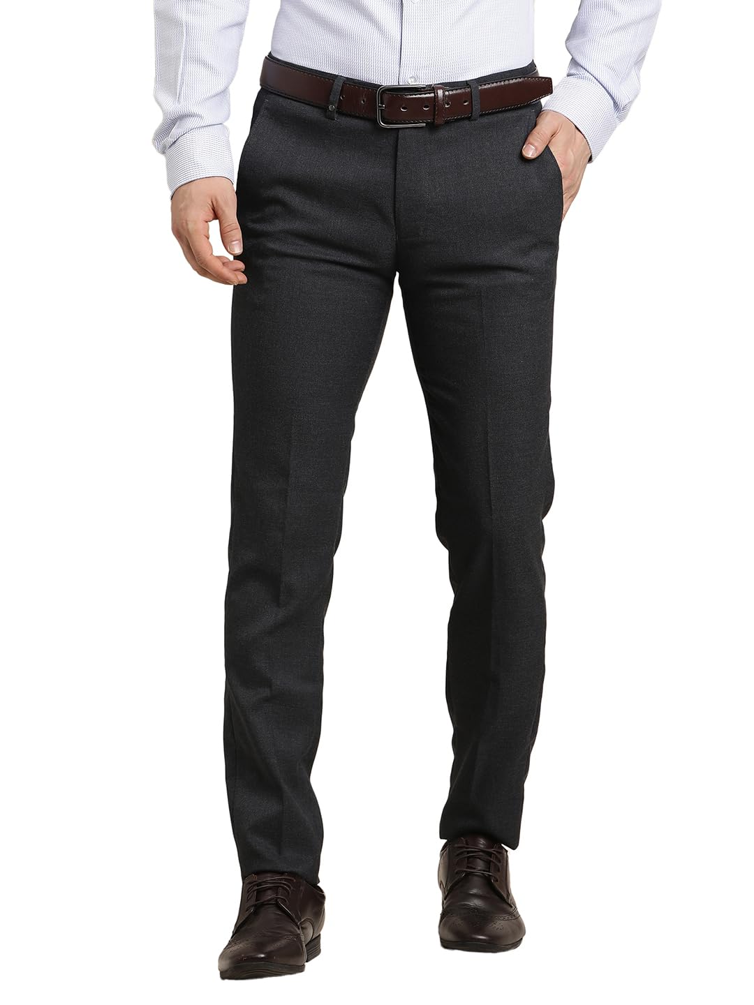 turtle Men Charcoal Ultra Slim Fit Flat Front Polyviscose Stretch Formal Trouser||Men's Formal Trouser-picture-50