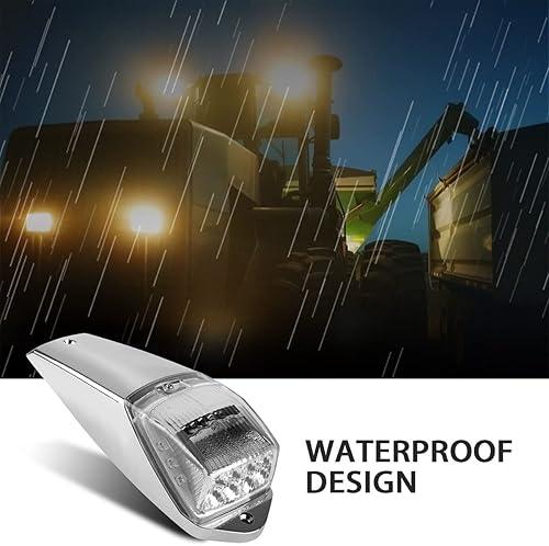 Miniatura 4 de 5 luces de marcador de cabina de camión, 17 luces LED ámbar para techo superior con base cromada, compatible con KenworthFreightlinerAutocar