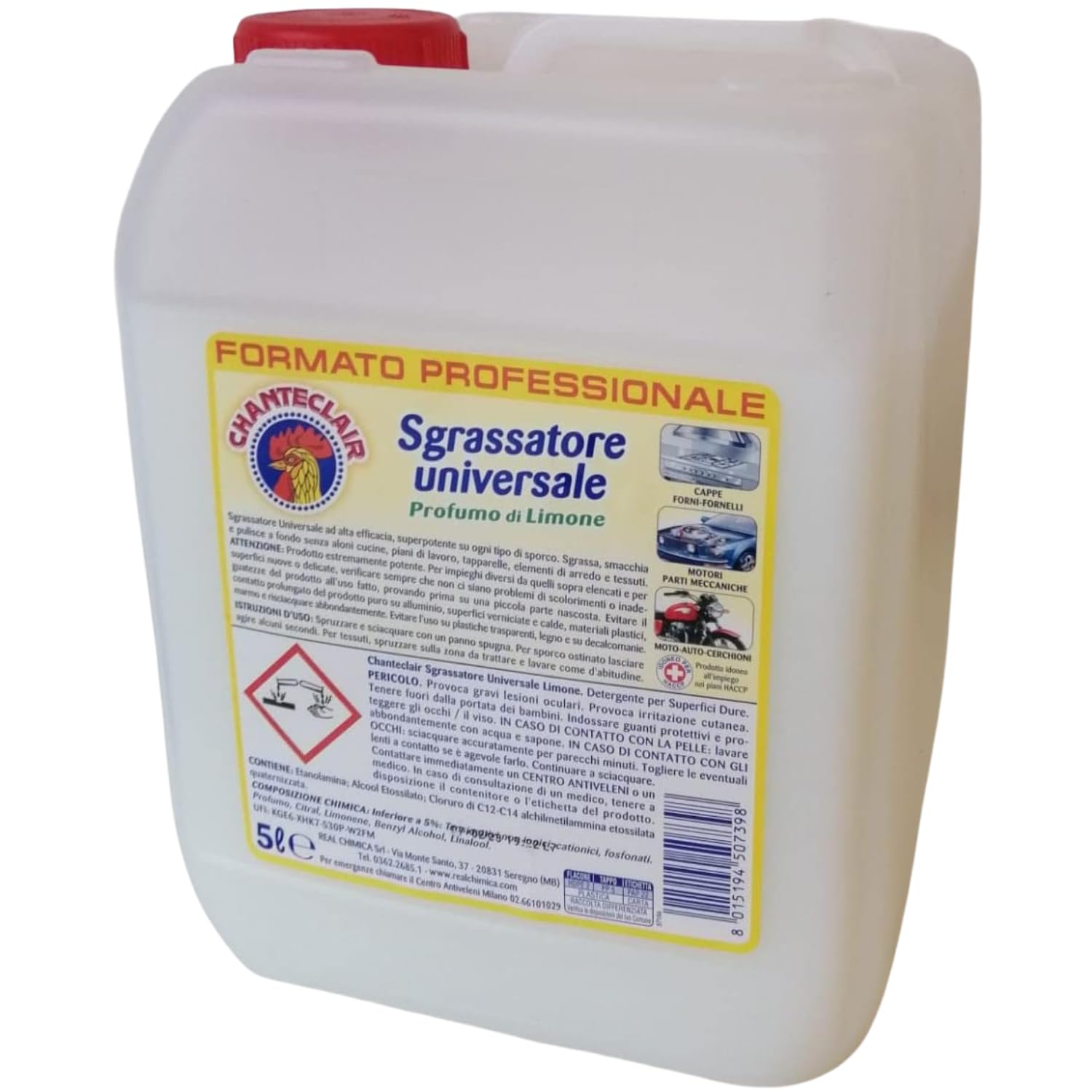 Sgrassatore Professionale al Limone – Tanica da 5 Litri – Pulizia Profonda Multiuso per Cucina e Superfici kit con Spugna Brandizzata SPESA & RISPARMIO Inclusa – Variazioni 4/8 Pezzi (4)