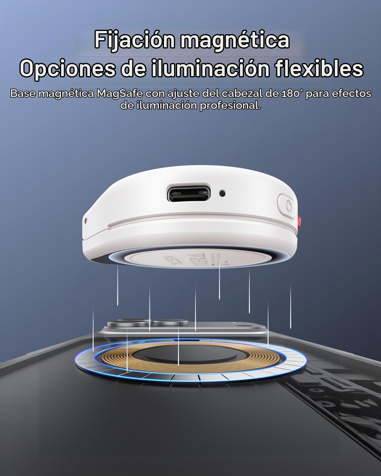 TELESIN 2 en 1 Teléfono Luz Selfie Magnética con luz de Flash, Compatible con MagSafe, CRI 85+, luz anular de 5000 Lux para iPhone/Android, Luz LED para Selfies para/Vlog/Foto/TikTok/Video