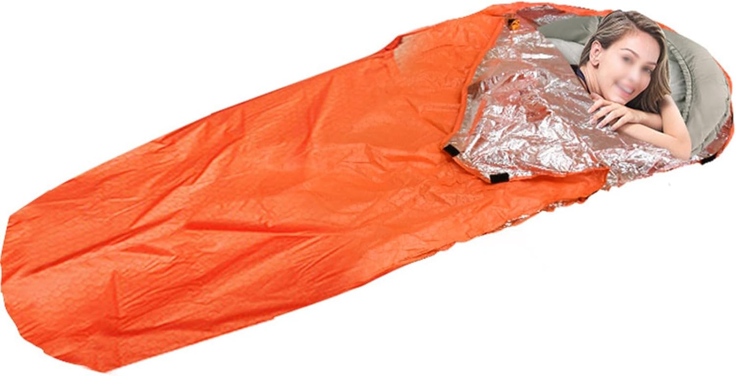 Portable Emergency Sleeping Bag, Lightweight Thermal Survival Bag Thick Tent Blanket for Adults 4 Season Camping Hiking Outdoor(D)