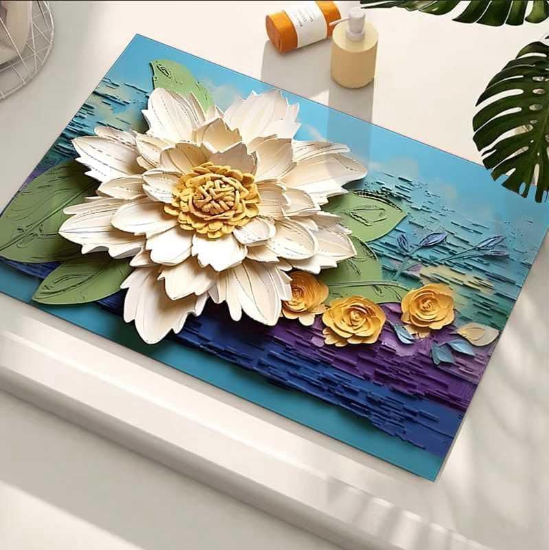 Image of Blairmore Bathroom Mat, Rubber Non-Slip Quick Dry, Super Absorbent, Washable, Oval, Thin, for Bathroom, Bathtub, Shower and Sink (1, Bluevely)