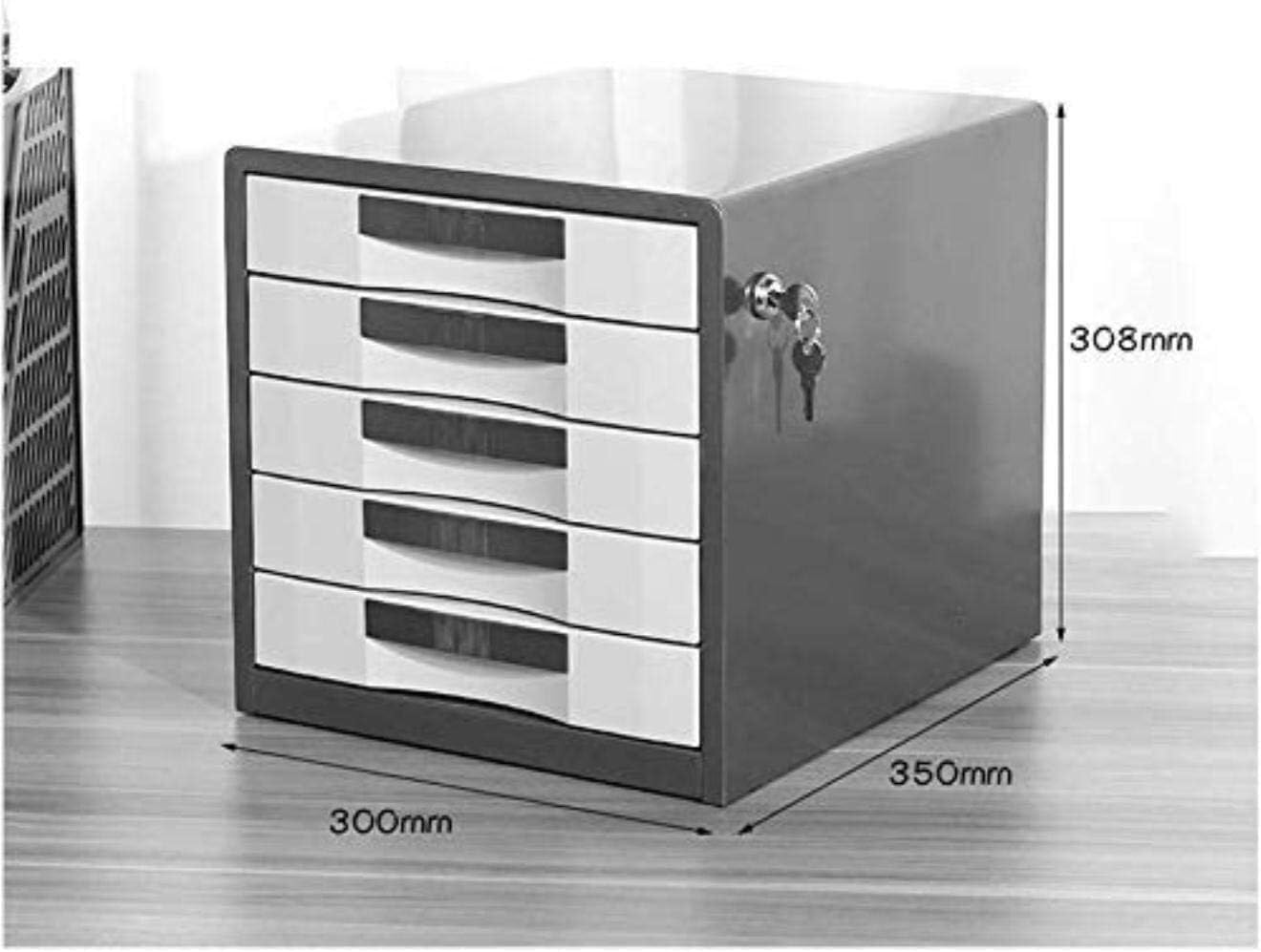 Schedario a 5 cassetti con serratura, | Organizer da scrivania in metallo for casa e ufficio for cartelle A4/sospese, armadietto con serratura(Blue)