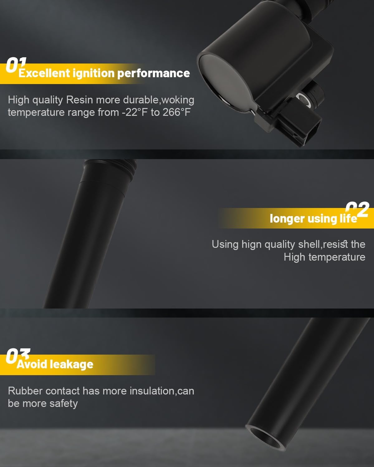 OCPTY Suitable 2000-2006 for Lincoln LS 3.9L/V8,2002-2005 for Ford Thunderbird 3.9L/V8 Automotive Replacement Ignition Coils 2-Pins #DG529 (Set of 8 Ignition Coils)