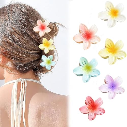 NJCXOLA 6 pinzas para el pelo con diseño de flores, pinzas para el pelo grueso, pinzas antideslizantes para mujer, pinzas hawaianas para el pelo