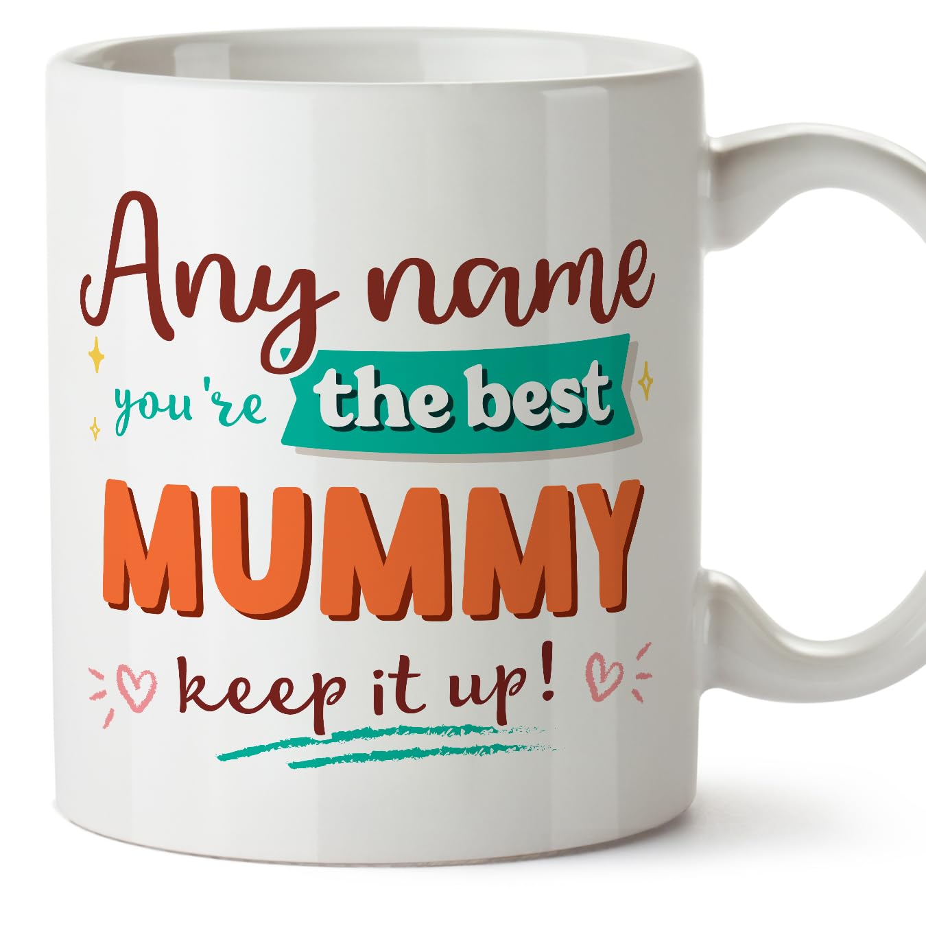 MUGFFINS Mother/Mum 3 Mug - in English - Keep it up! - Funny Gift - Ceramic 11oz Mug