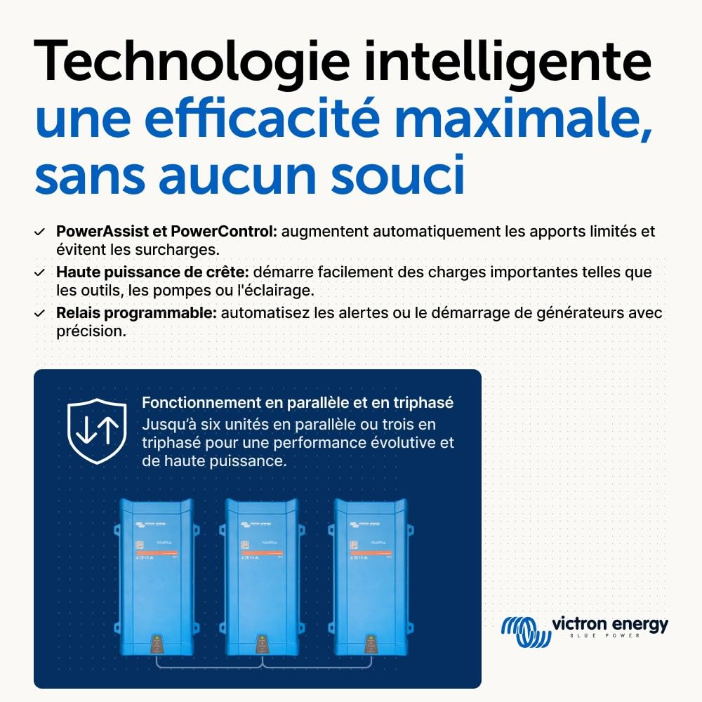 Victron Energy MultiPlus 230V, 500VA 24-Volt Convertisseur à Sinusoïde Pure et Chargeur de Batterie 10 ampères