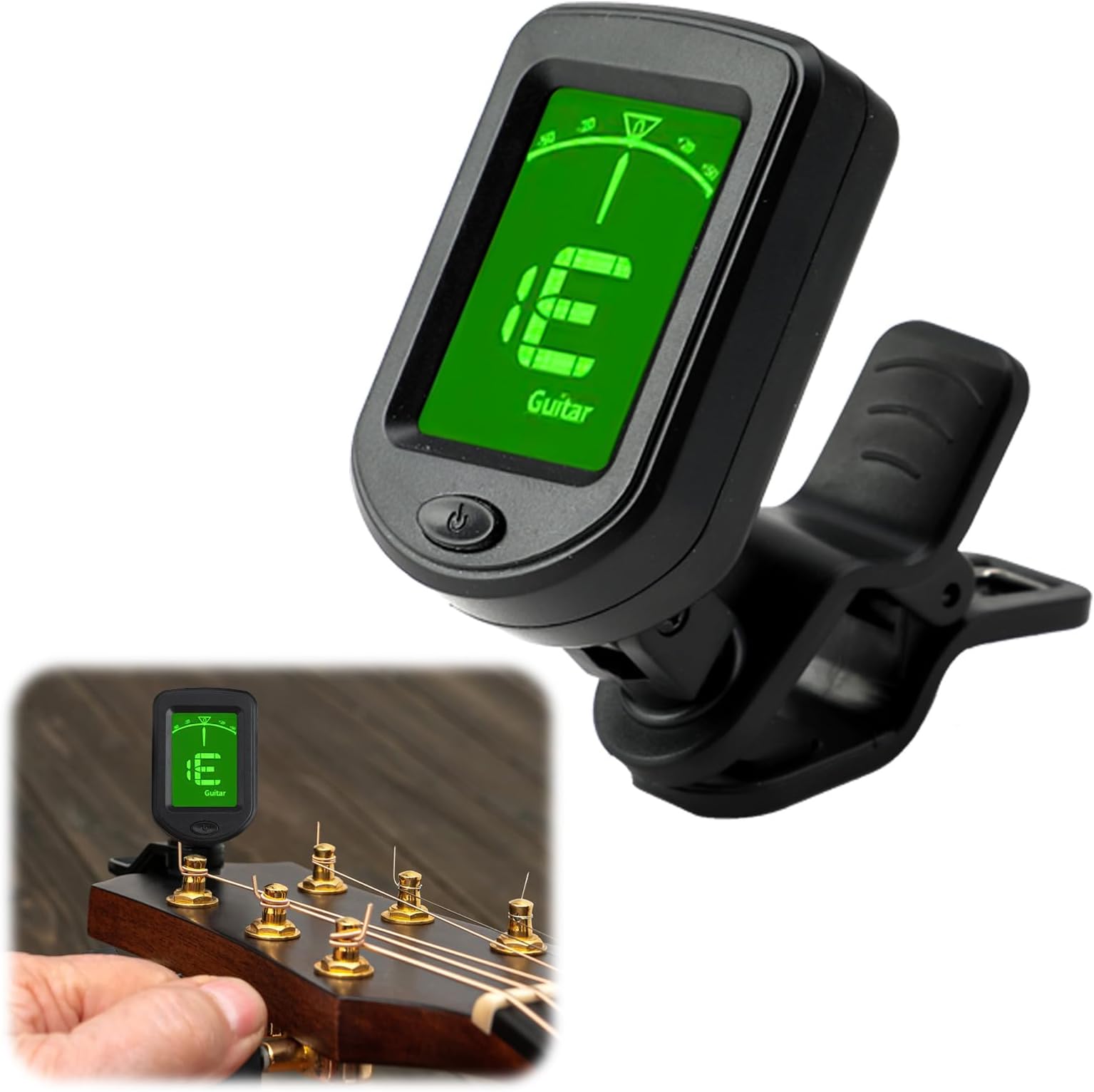 Guitar Tuner Clip On, Digital Electric Tuners with LCD Display, Guitars Capo Metronome Rotatable Precise Tuning Musical Instrument Accessories for Acoustic Electronic Guitar Bass Violin Ukulele