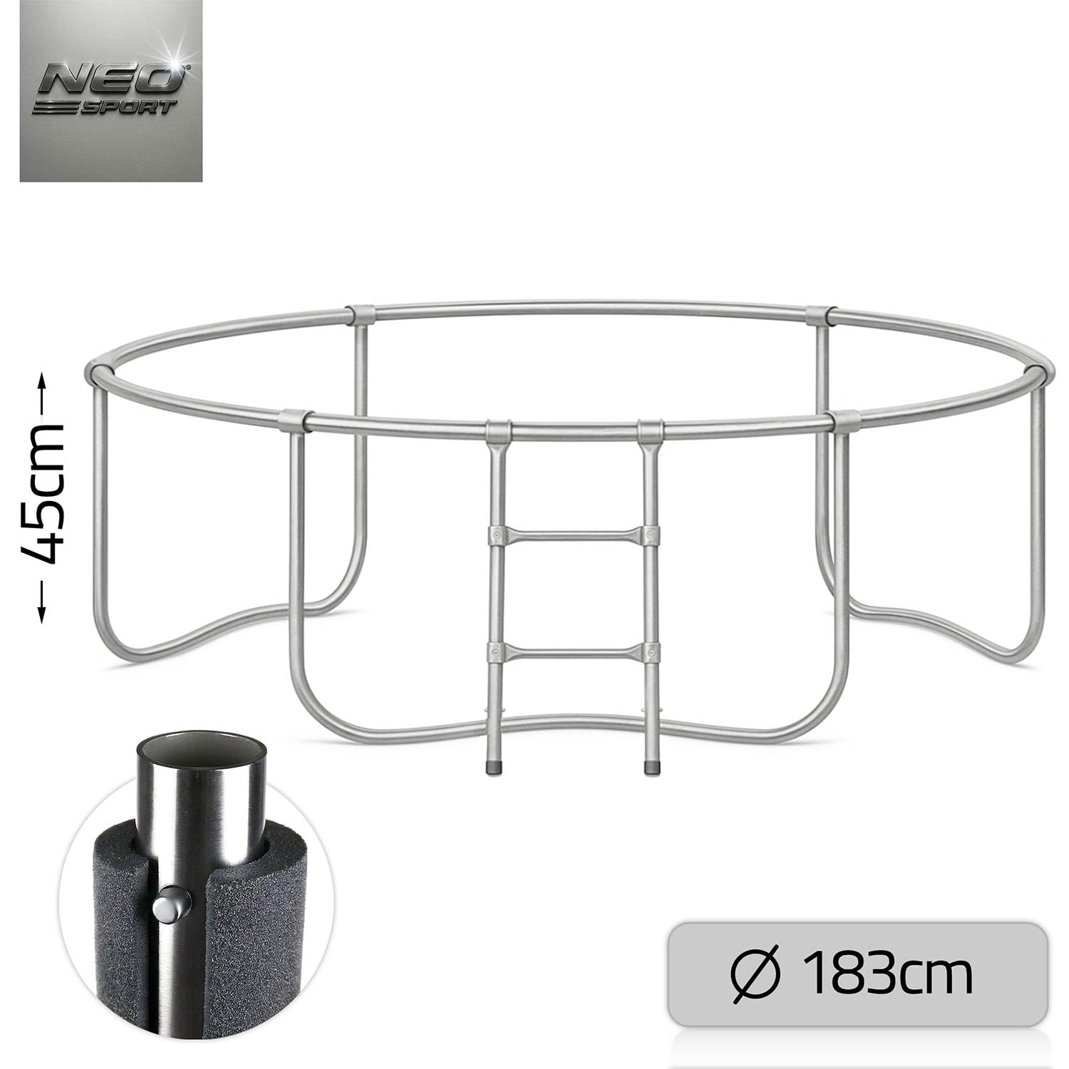 Neo-Sport Trampolin Outdoor Kinder Gartentrampolin Sicherheitsnetz Innen Leiter Gepolsterte Stangen Wetterfest Rostfrei Belastbar