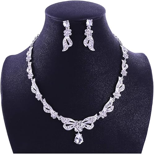 Miniatura 8 de Juego de collar de tiara con diamantes de imitación de cristal artificial para novia, diadema brillante, accesorios para el cabello, para bodas,