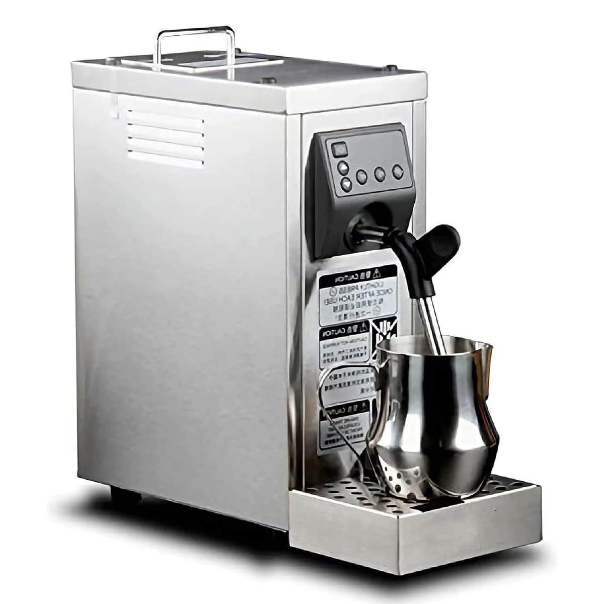 Espumador de leche, máquina de espuma de café comercial de acero inoxidable con función de memoria - 1450 W, control de temperatura para té de burbujas, té de leche