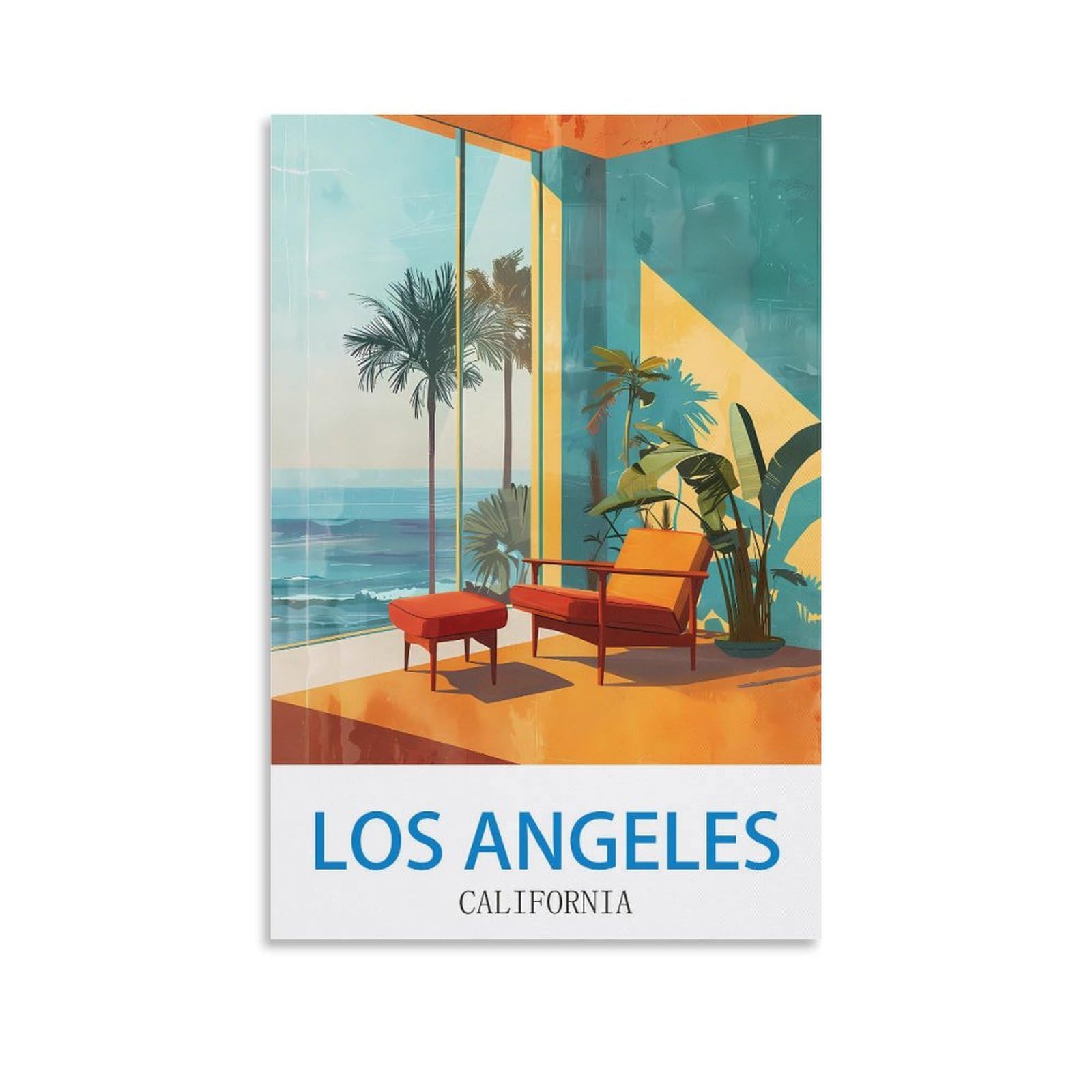 HNROJICO Los Angeles California Vintage Travel Poster 08x12inch(20x30cm) Canvas Wall Art Poster Prints, Bedroom Living Room Decoration Painting