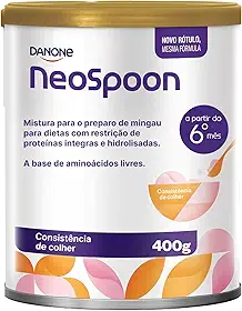NeoSpoon, Mistura para mingau desenvolvida para crianças com APLV (Alergia à proteína do leite de vaca) a partir de 6 meses de idade, com textura cremosa para comer de colher, sem sabor, 400g