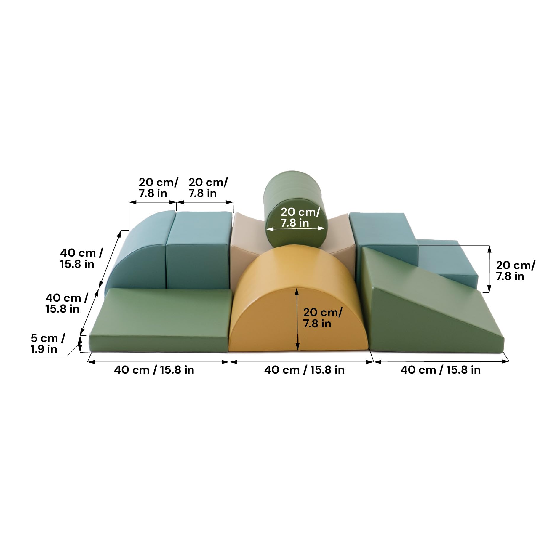 IGLU SOFT PLAY Adventurer 8-teiliges Kletterset (Pastel Sea) | Firm Step Schaumstoff | Veganes Leder | CE-zertifiziert | Fördert Klettern & Motorik | Leicht zu Reinigen | Leicht
