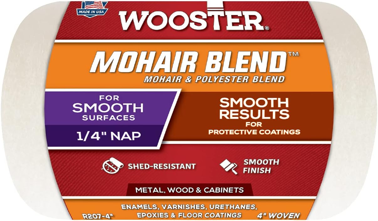 Wooster 48420 Mohair Blend Roller Cover-1/4 Nap, with End Caps, 18-Inch, Multi