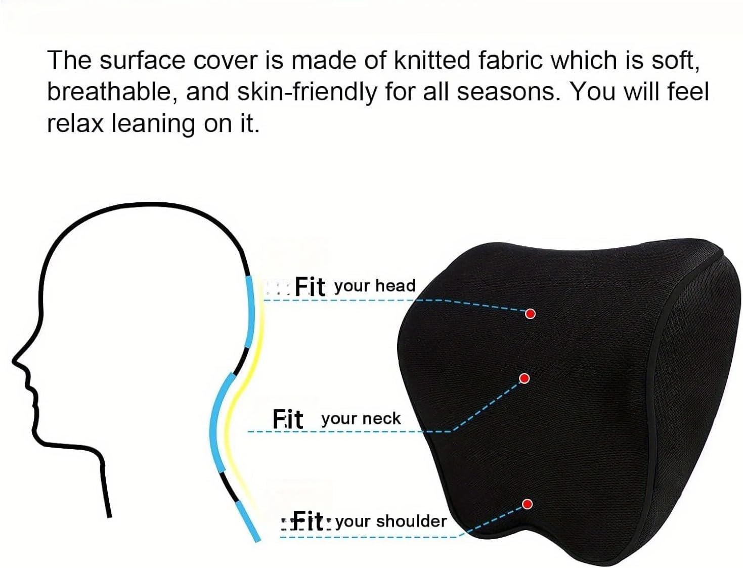 Memory Foam Car Neck Headrest Pillow - Comfortable Fit for Seat Neck Support Cushion Driving(Red)