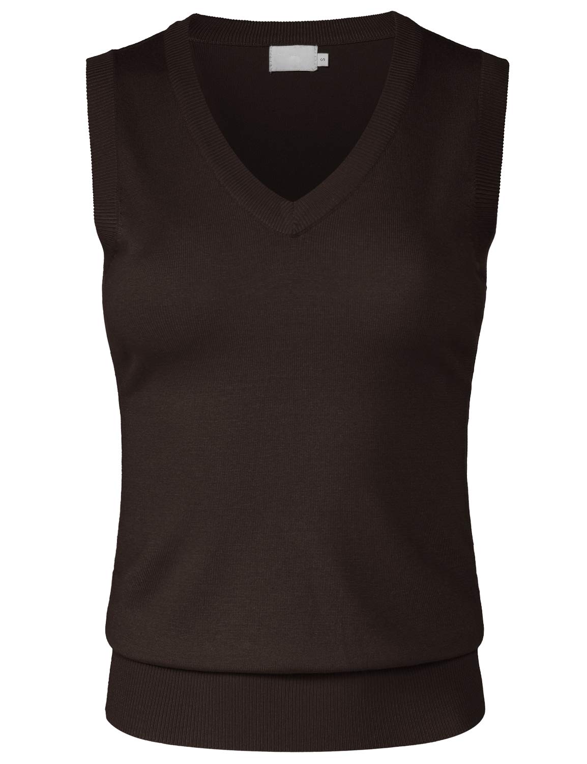 Women's Solid Basic V-Neck Sleeveless Soft Stretch Pullover Sweater Vest Top