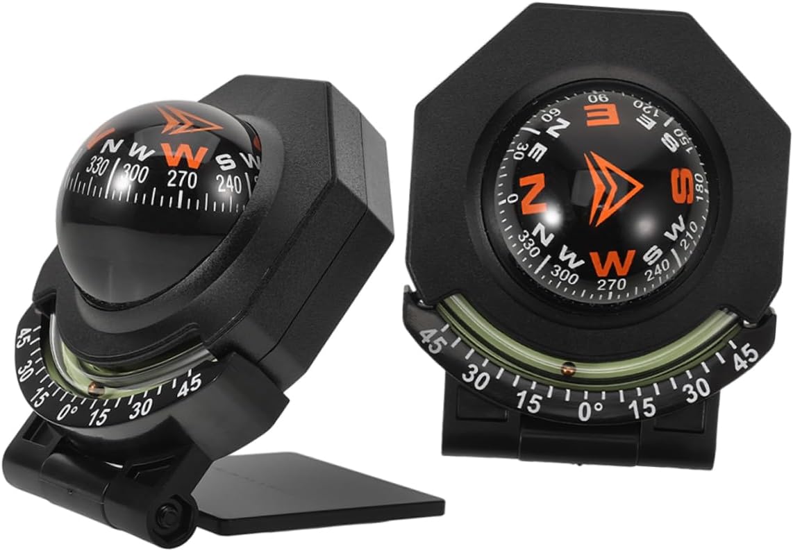 Car Dashboard Compass with Inclinometer 2pcs Windshield Mount Auto Compass for Car Motorcycle Boat Navigation