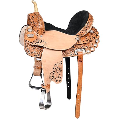 HILASON Flex Tree Western Horse Saddle American Leather Trail Barrel Racing | for Horses