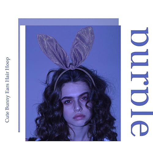 Miniatura 4 de Diadema de orejas de conejo para niñas, orejas de conejo rosa, diadema de conejo con purpurina, lindo disfraz para fiesta y cosplay